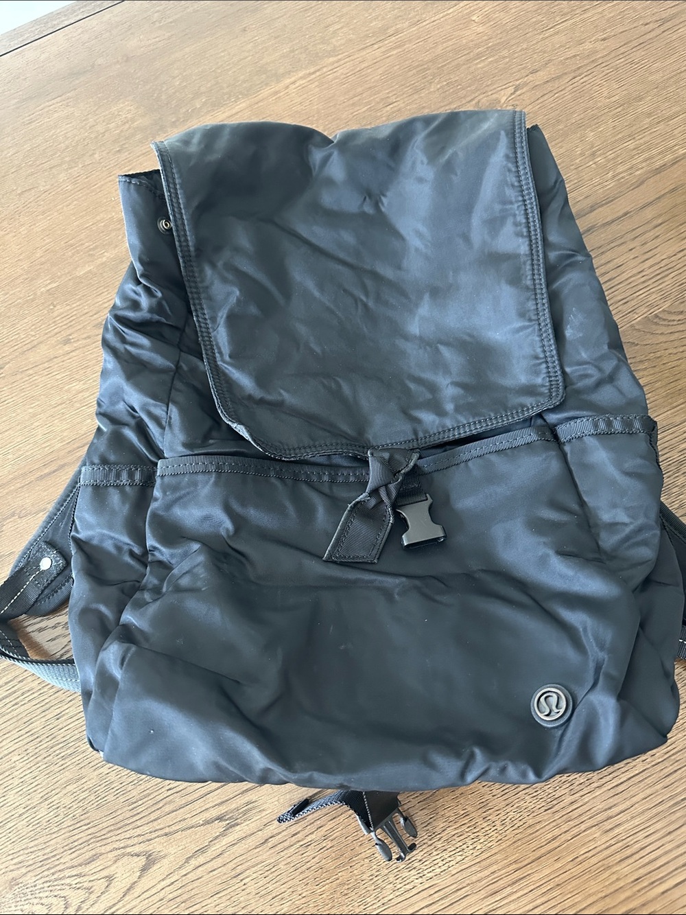 lululemon athletica Black Nylon Flap-Top Backpack